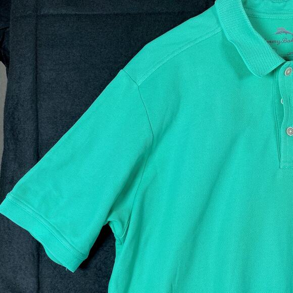 Tommy Bahama Mens Shirt Green Polo Short Sleeve Pima Cotton Medium - Picture 4 of 12